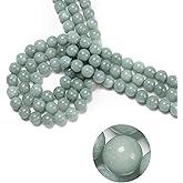 94Pcs (2Pcs/Set) 8mm Cloudy Green Dyed Jade Smooth Round Beads Natural Stone Beads AAA Grade Premium Round Gemstone Genuine Real Stone Loose for DIY Bracelet Jewelry String Making