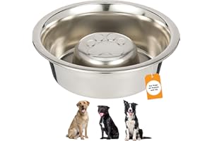 Neater Pet Brands Stainless Steel Slow Feed Dog Bowl for Fast Eating Large Breed, Metal Slow Feeder Dog Bowl Fits in Large Neater Feeders, for Puppy or Dogs (>40 lbs), 3 Cup Food Capacity