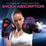 EVO Fitness Boxing Gloves Matte Black 8 oz with Hand Wraps Pink Women Men view 7