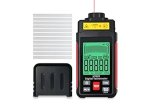 KOPARNEED Digital Tachometer with Reflection Tape, 3~99999RPM High Accuracy Non Contact RPM Tachometer with Large LCD Backlit, Data Hold, and Max/Min Function