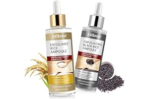 Peel Shot Glow Rice Ampoule, Black and White Rice Exfoliant Ampoule, Gentle Black Rice Exfoliant for Face & Body, Helps Clear