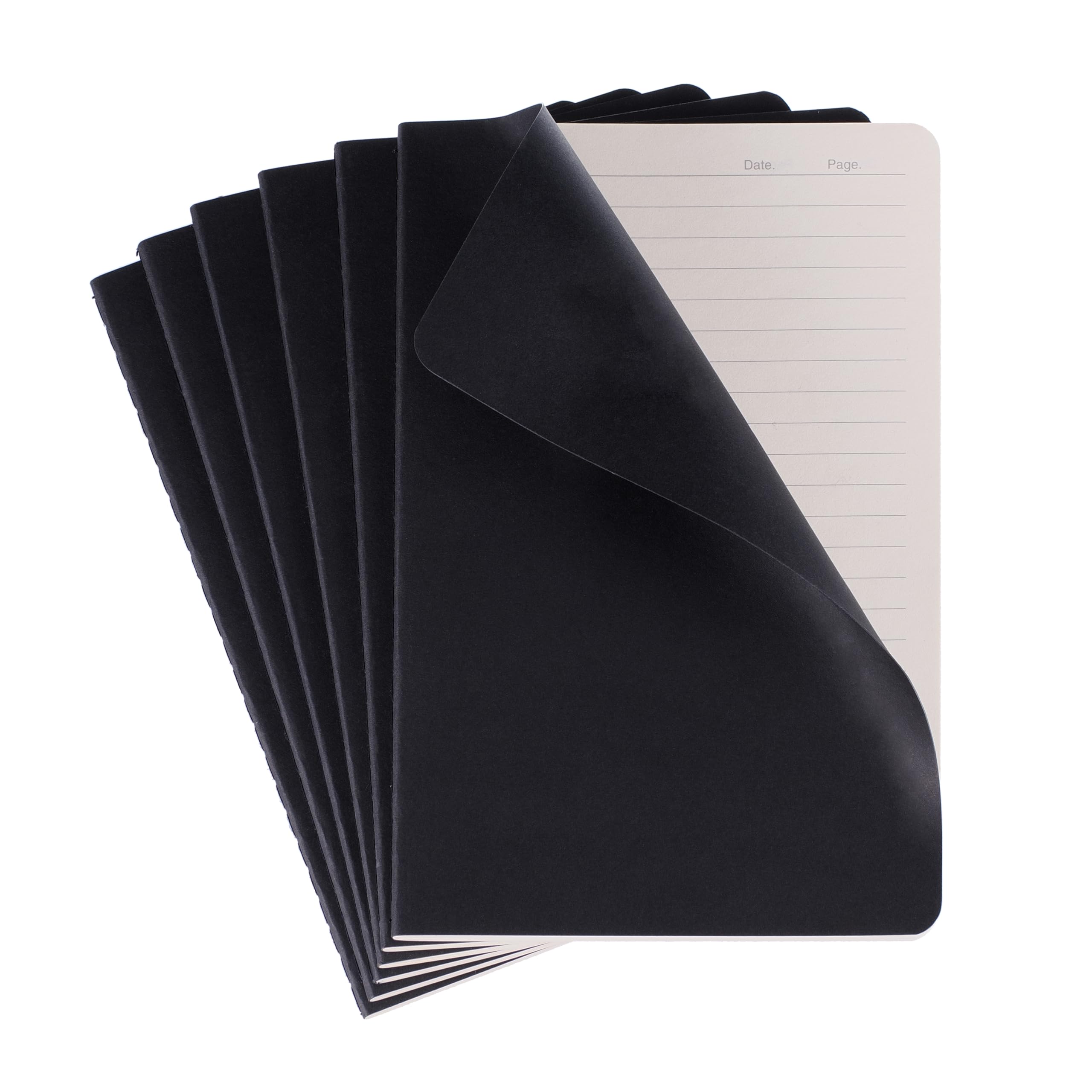 Travel Journal Set With 6 Notebook Journals for Travelers - Black Soft Cover - A5 Size - 210 mm x 140 mm - 60 Lined Pages/ 30 Sheets