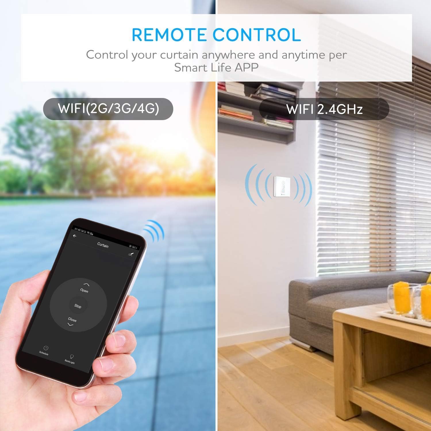 Wifi Interrupteur Volet Roulant Connecté Etersky Interrupteur Intelligent Mural De Rideau Compatible Avec Alexa Et Google Home Interrupteur Mural