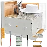 BeeTech Newest Windows 8 Frame Bee Hive Boxes Starter Kit Hand Painted Includes Beekeeping Supplies Tools and Bee Suit Sting Proof (Assembled)