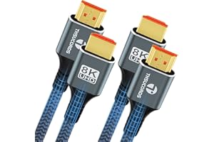 Thsucords 8K 4K HDMI Cable 10FT 2 Pack, High Speed Braided HDMI to HDMI 2.1 Cord Supports 8K@60Hz, 4K@120Hz 144Hz 48Gbps Compatible with Roku TV/PS5/HDTV/Blu-ray