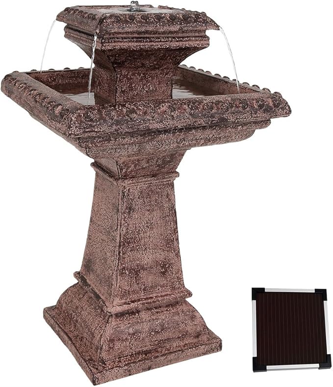 Sunnydaze Richwell Solar with Battery Backup Bird Bath Outdoor Water