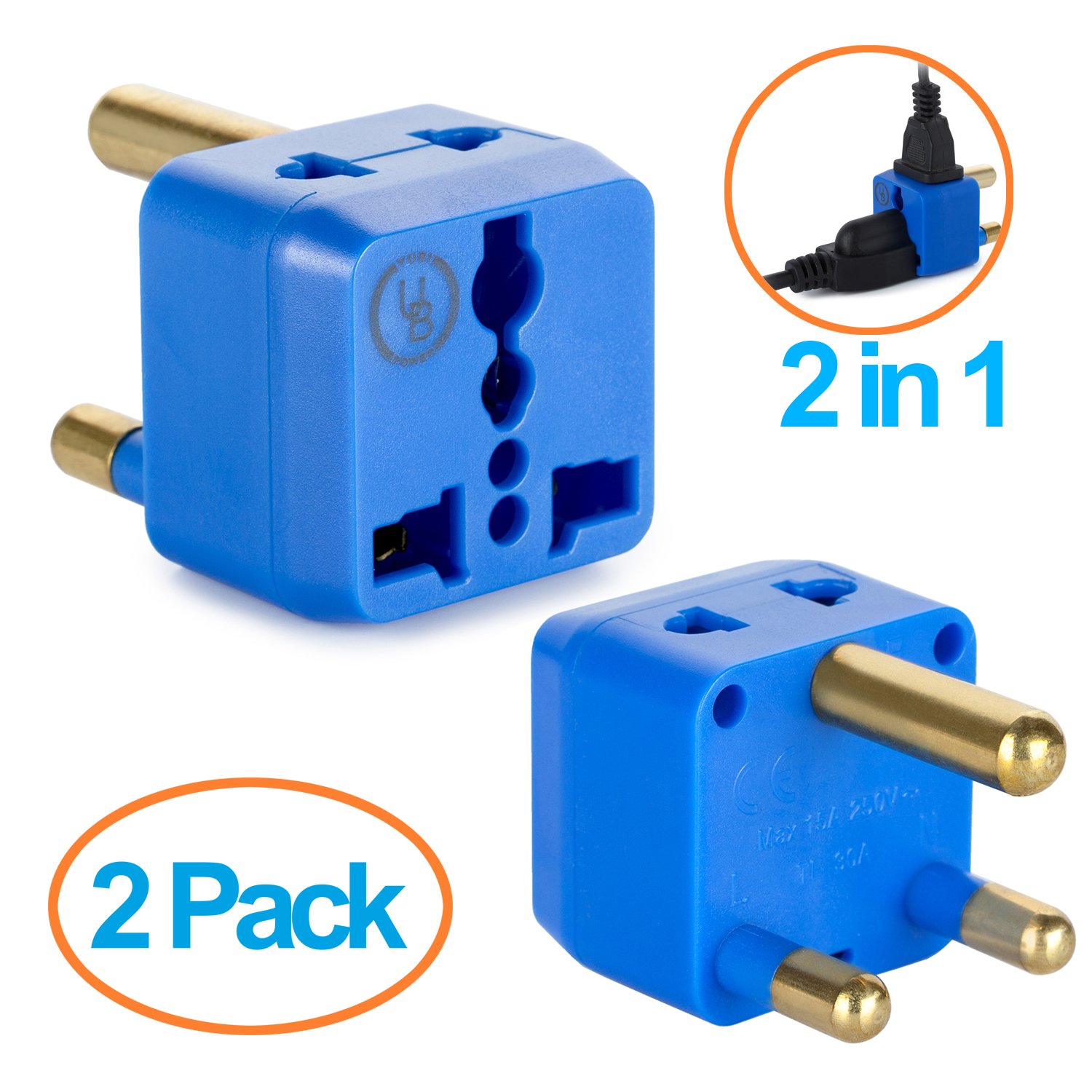 Yubi Power South Africa Adapter 2 in 1 Universal Travel Adapter with 2