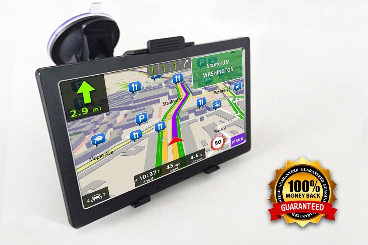 CORE-TEC 7-Inch Car GPS Navigation - Portable and HD Touch Screen + Sun Shade Shield. Lifetime Maps of USA / Canada / Mexico.