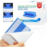 Magic Sponge with Handle | 2Reusable Handle+10Refill Pads | Multi-Use Clean | Scrub Pad Singles with Handle for Cleaning Shower Tile, Bathtube, Sink, Countertops, Stovetops, Patio Furniture &amp; Corner
