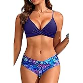 Aqua Eve Women Bikini Set - Two Piece Swimsuit Mid Rise Bathing Suit Push Up Bikini
