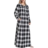 Latuza Women's Warm Cotton Flannel Nightgown Full Length Long Sleeve