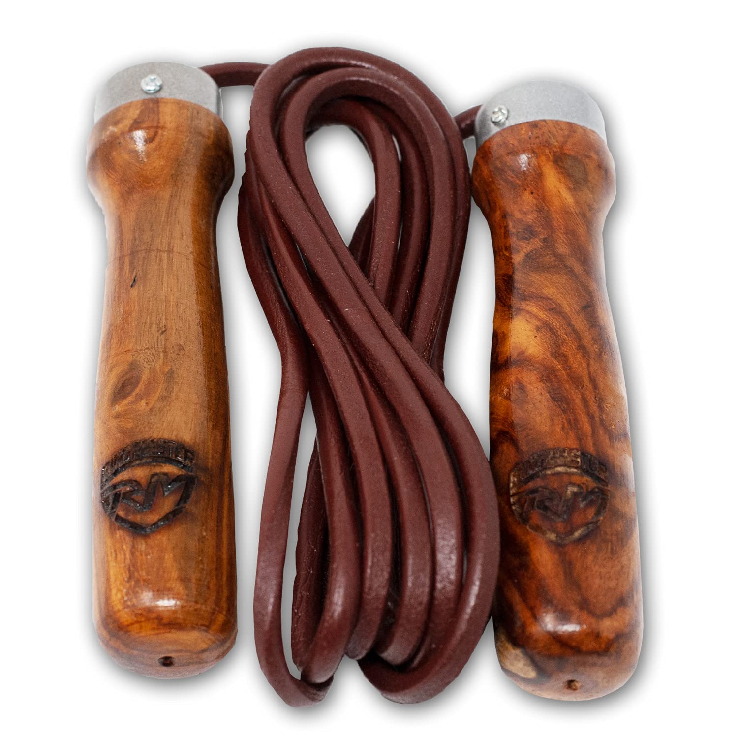 RingMaster Genuine Leather Pro Skipping Rope Jump Wooden Fitness Boxing Cardio Exercise