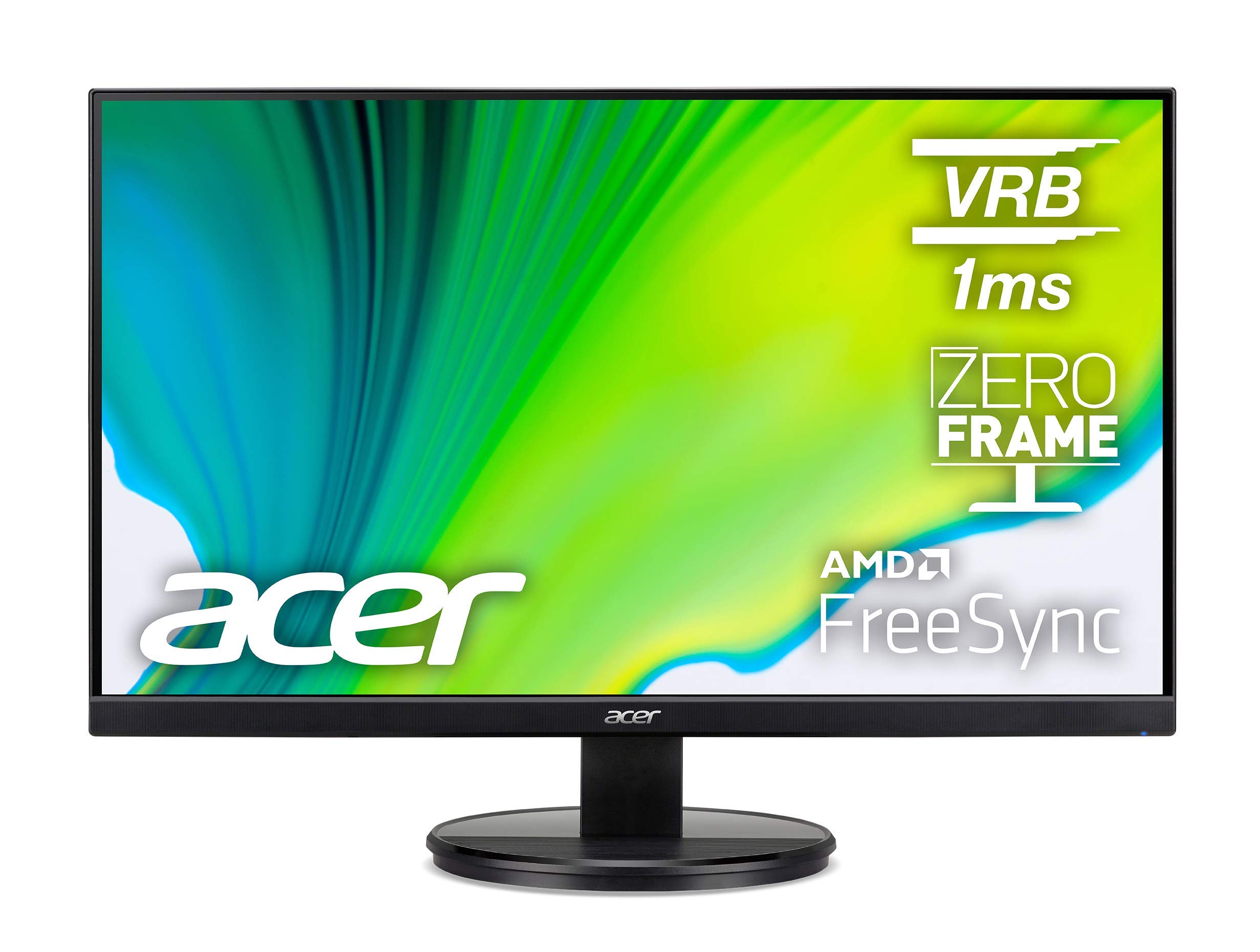 Monitor de ordenador doméstico de oficina Acer de 27,0 1920 x 1080 VA de marco cero - AMD FreeSync - Actualización de 75 Hz - VRB de 1 ms - Filtro de luz azul baja - Compatible con inclinación y VESA - Puerto HDMI 1.4 y puerto VGA KB272HL Hbi