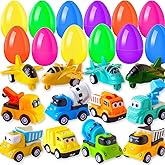 NAISEN 12 Pack Filled Easter Eggs for Kids with Toys Pull Back Cars Trucks, Easter Basket Stuffers for Boys Girls, Non Candy Easter Gifts for Kids Party Favors Classroom Prize