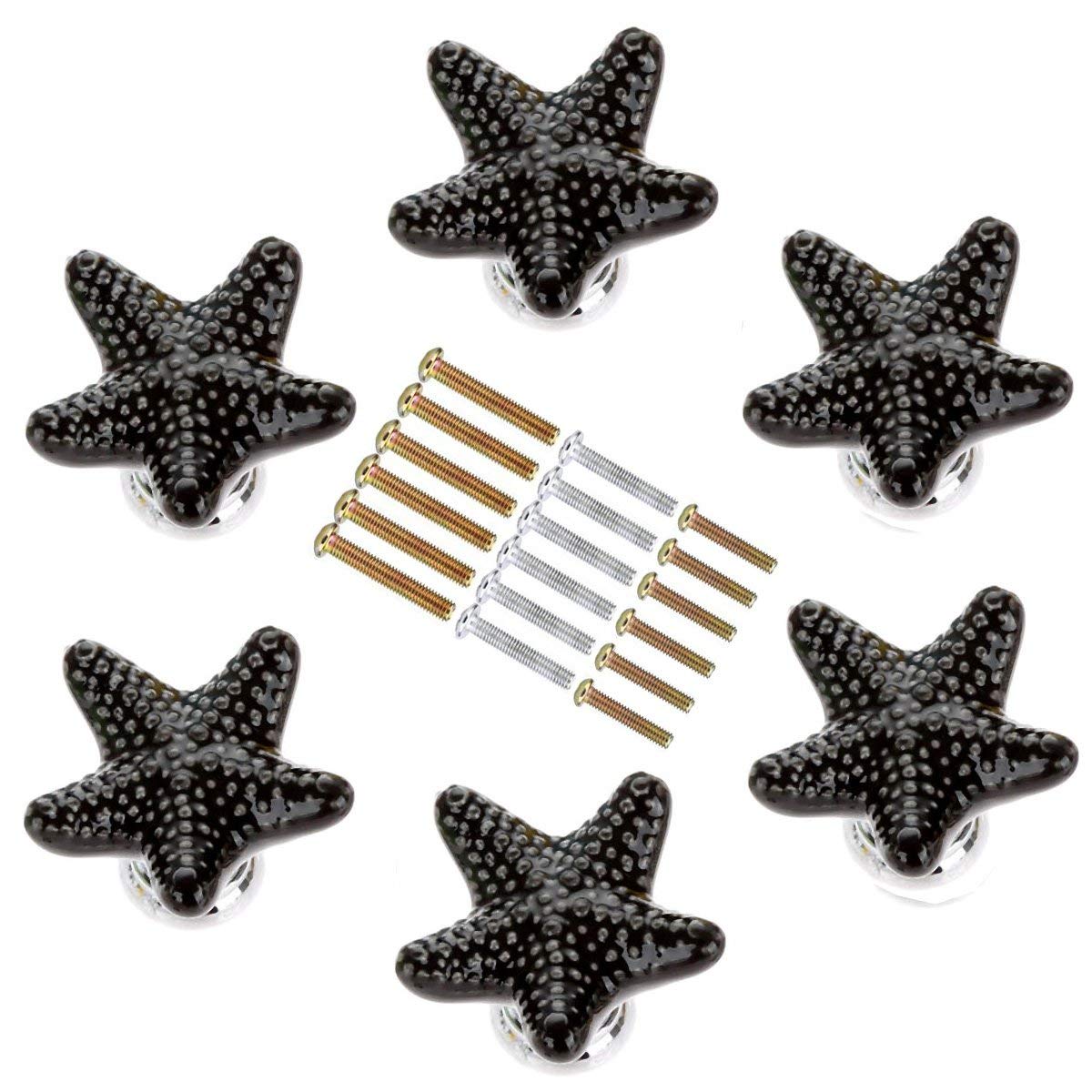 Pack Of 6 Sctd Starfish Ceramic Drawer Pulls Handles For Nursery