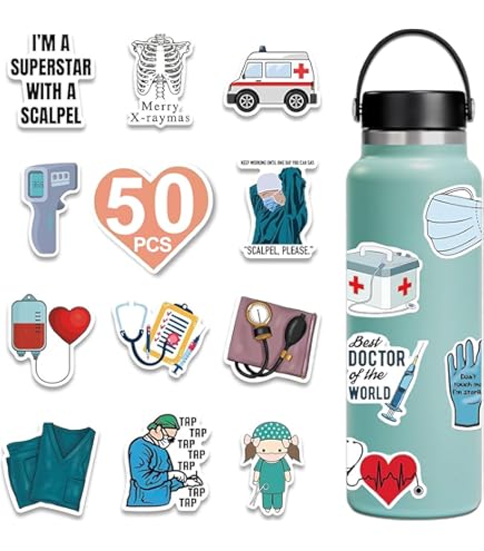 50 Autocollants Médecin En Vinyle PVC Imperméable - Personnages Mignons, Pour Ordinateur, Snowboard, Bagages, Décoration