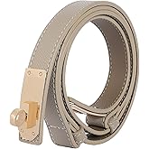 Asaloy Women's Thin Leather Belts with Turn Lock Buckle,Belt Women Adjustable for Pants Dresses Jeans Coats