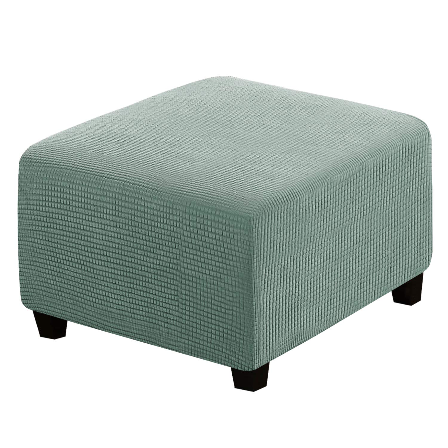 Photo 1 of Square Ottoman Covers Ottoman Slipcovers Folding Storage Stool Furniture Protector Form Fit with Elastic Bottom, Stretch High Spandex Small Checks Jacquard Fabric(Large,Sage)