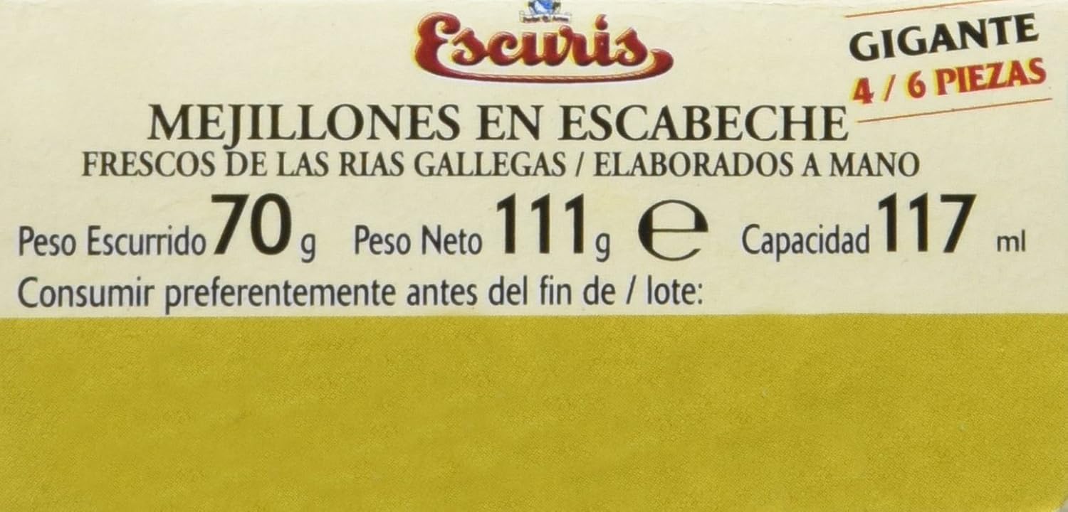 Escuris Mejillones Escabeche Fritos en Aceite de Oliva - 120 gr ...