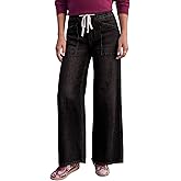 Sidefeel Women's Wide Leg Jeans High Waisted Stretchy Baggy Elastic Waist Drawstring Ankle Denim Jeans with Pockets