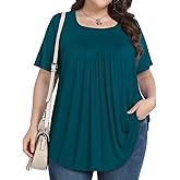 PEVRL Plus Size Tops for Women Summer 2026 Short Sleeve Shirts Tunics Square Neck Casual Loose Blouses 1X-5X