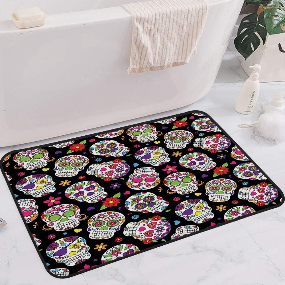 Yaoniii Super Cozy Bathroom Rug Doormat Mat Indoor/Halloween,Witch Dog with a Broomstick