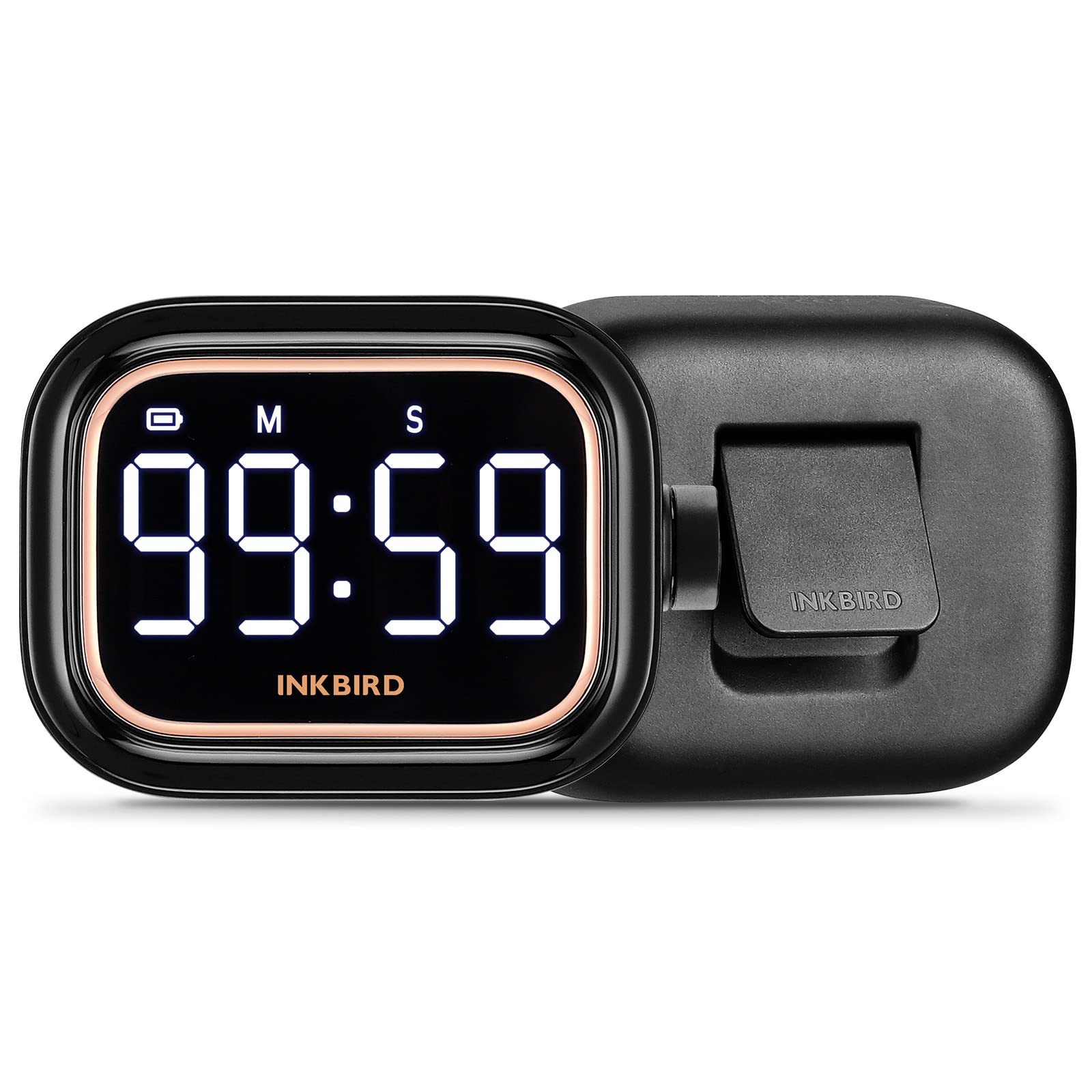 INKBIRD IDT-02 Digital Timer with Count Up/Down, Rechargeable Magnetic Kitchen Timer, Memory Function, 4-Level Volume, LED Display & Portable Stand for Office/Study/Travel (99m59s, 5.5 Days Battery)