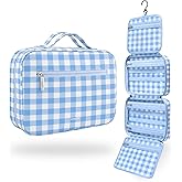 VANDEL Waterproof Hanging Toiletry Bag for Travelling, Hanging Makeup Organizer Bag, Cosmetic Travel Bags for Women, Makeup Case Toiletries Organizer Hygiene Bathroom Shower Caddy - Blue Gingham