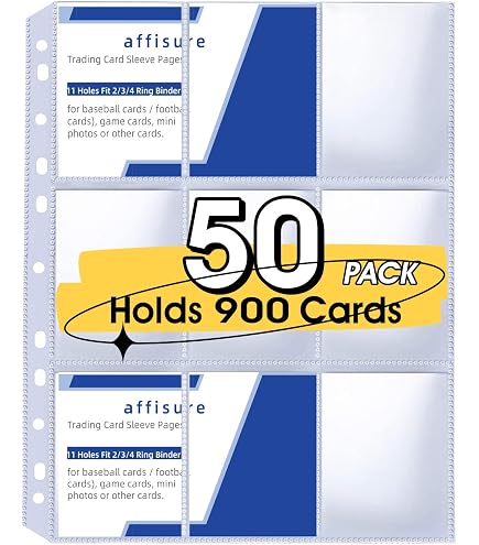 trading card binder staples Amazon.com: Staples Trading Card Pages, 9‑Pocket Clear Sheet Protectors,  3‑Hole Punched for Standard Binders, Acid‑Free Card Storage, 50‑Pack : Toys  & Games