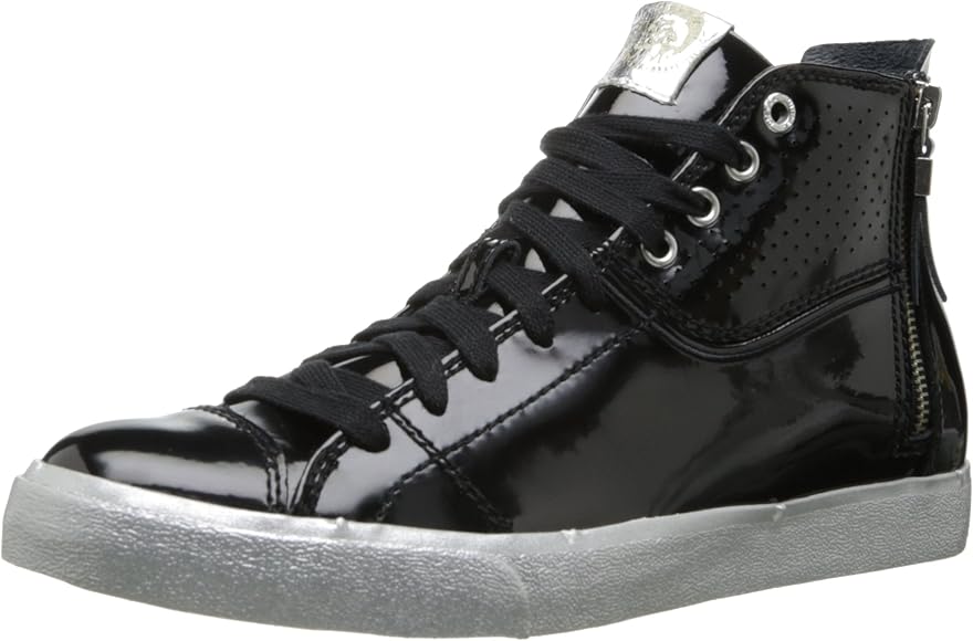 shiny black sneakers