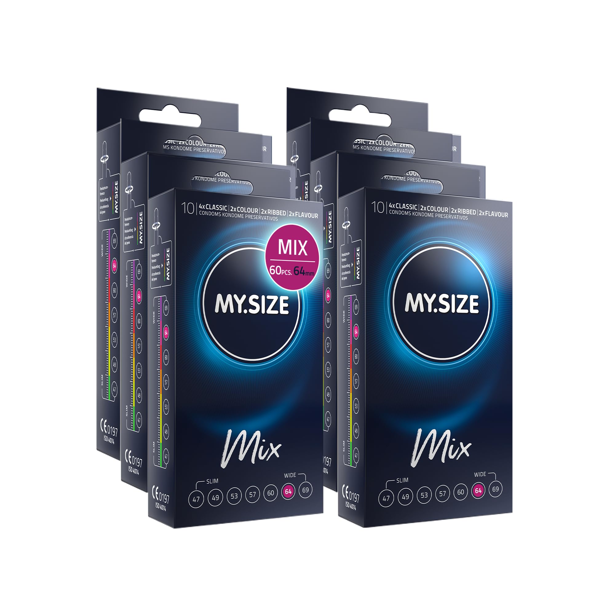 My.Size Mix Condoms Size 6, 64 mm, Value Pack, Contains 60 Pieces