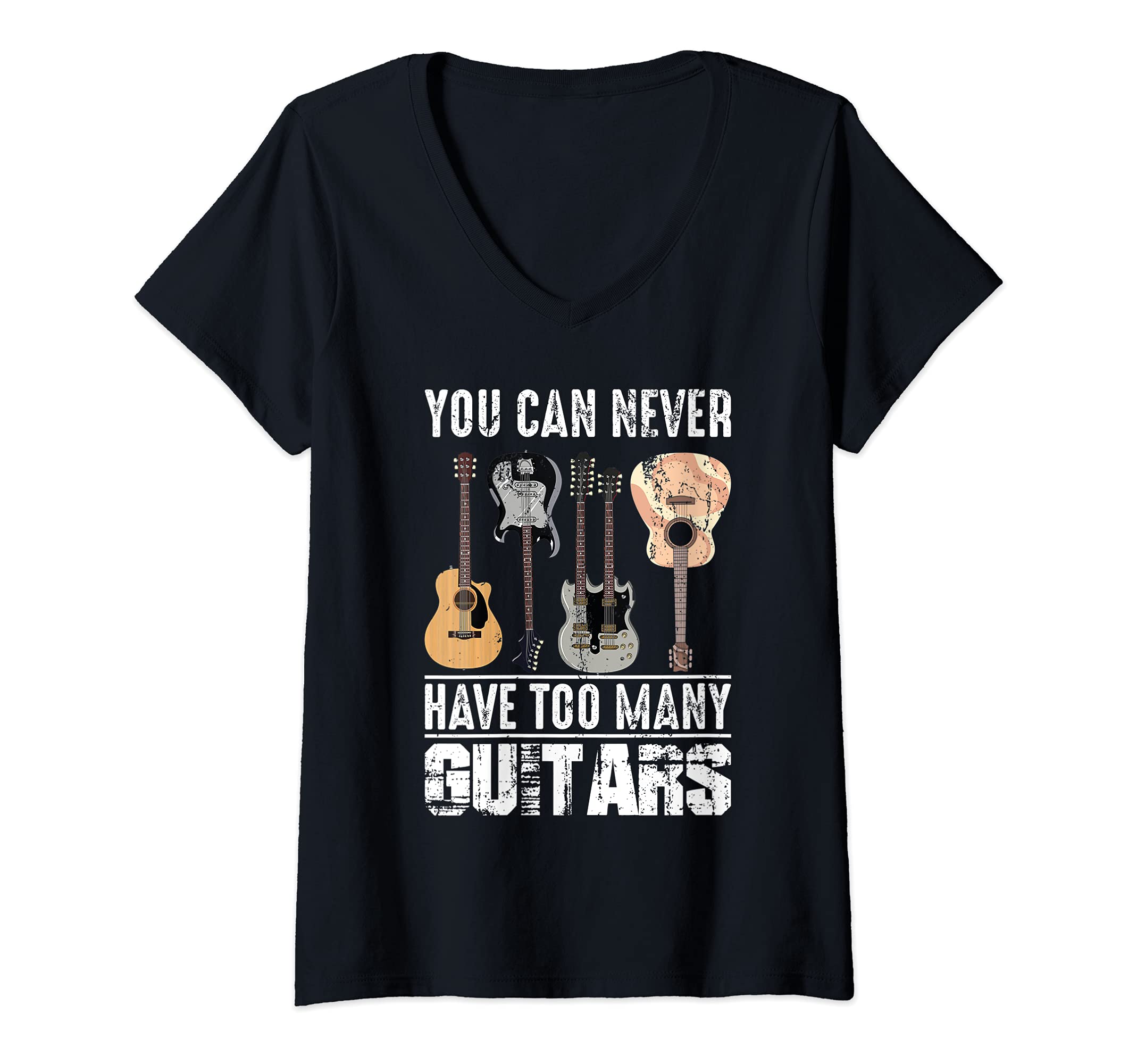 Womens Funny Acoustic Guitarist Musical Instrument Electric Guitar V-Neck T-Shirt