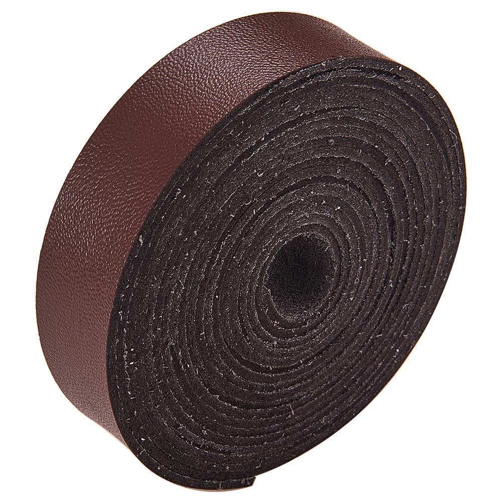 GORGECRAFT Leather Strap 3/5 Inch Wide 78 Inches Long Micro Fiber Imitation Flat Braided Leather Cord for Crafts Tooling Workshop Handmade, Coffee