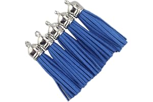 QIANHAILIZZ 30 Silver CCB 2-1/4 Inch Faux Suede Tassel Charm Keychain Cellphone Straps Z58