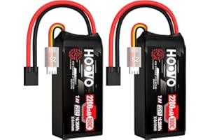 HOOVO 2S Shorty Lipo Battery 2200mAh 100C 7.4V RC Lipo Battery with TR Connector for FPV Racing Drone RC Airplane Helicopter Quadcopter Car-2 Pack