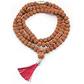 Authentic 5 Mukhi Rudraksha Mala - 108 Beads Spiritual Necklace with Tree of Life Pendant (11mm) - Yoga Meditation Jewelry for Men & Women - All-Natural Beads Chemical-Free Gift Box(style C)