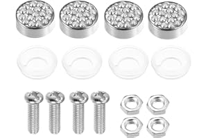 X AUTOHAUX 1 Set Bling Car License Plate Fasteners Screws Caps Covers White Universal Rhinestone License Plate Bolt Cap Plastic Washer