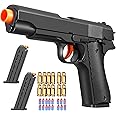 Look Real Toy Gun with Ejecting Soft Bullets,Pistol Toys Play EVA Foam Blaster Realistic Model Gun Soft Bullet Gift Gun with Ejection Shell Bullets Fake Gun Model Blasting