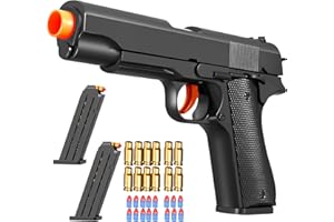 UKOLA Look Real Toy Gun with Ejecting Soft Bullets,Pistol Toys Play EVA Foam Blaster Realistic Model Gun Soft Bullet Gift Gun with Ejection Shell Bullets Fake Gun Model Blasting