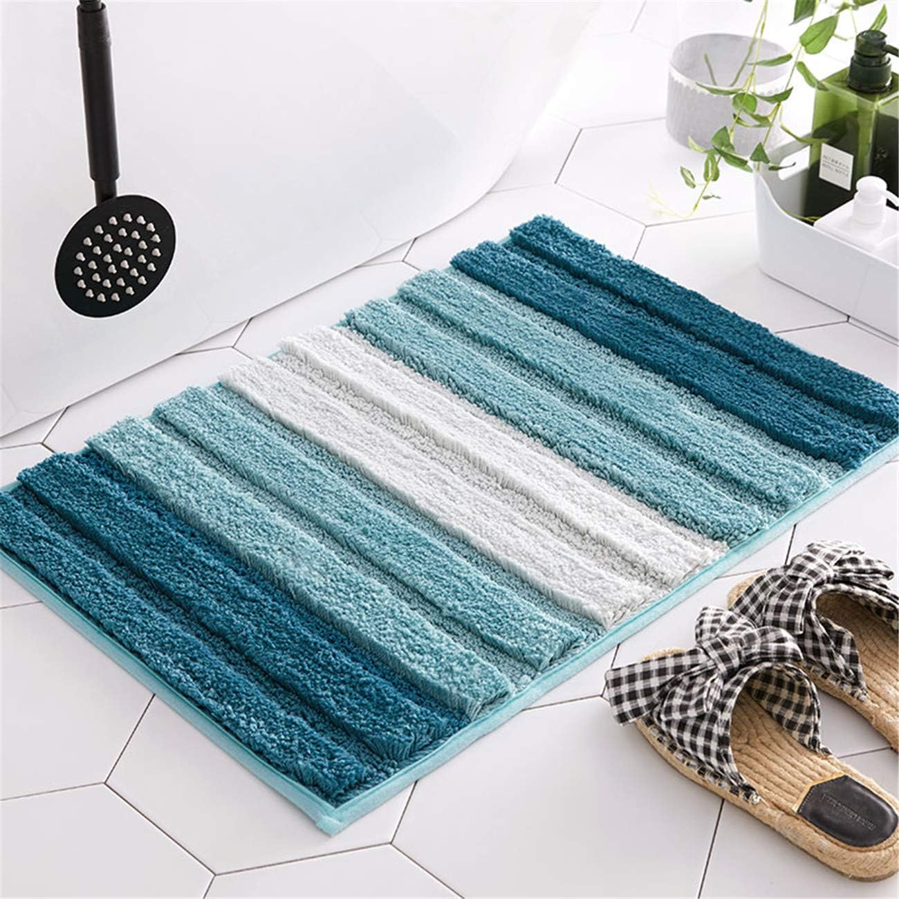 PICTURESQUE Bathroom Rugs Mats, 20 x 32 Inch Bath Mats for Bathroom, Soft Microfiber Non Slip Washable Bath Rugs for Bathroom, Shower, Floors - Blue: Kitchen & Dining