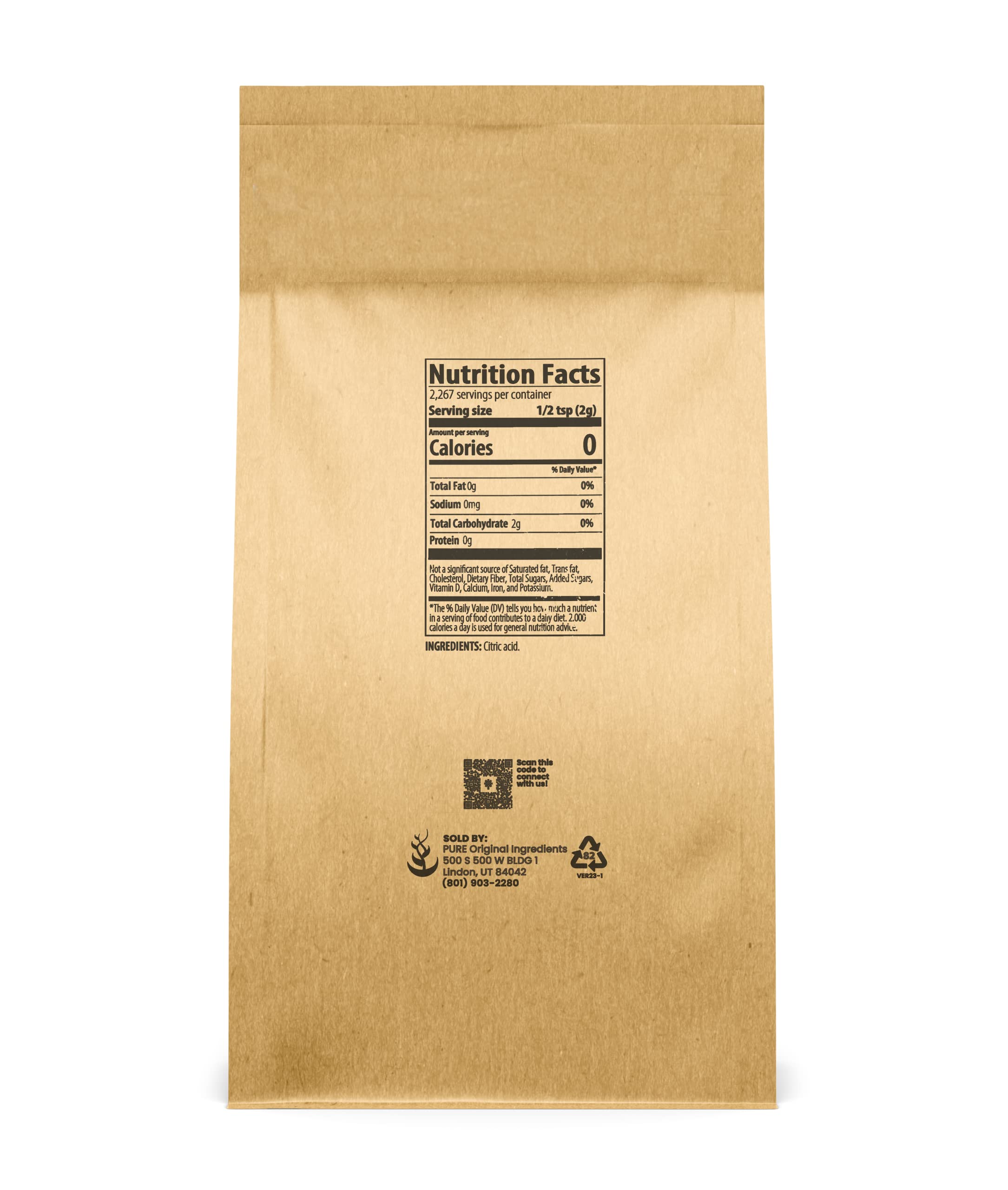 PURE ORIGINAL INGREDIENTS Citric Acid (10 lb) Natural, Food Safe