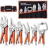 LEONTOOL 6-Piece Locking Pliers Set, Vice Grips Pliers Set, 5", 7" and 10" Curved Jaw Locking Pliers, 6-1/2", 9-1/2" Long Nos