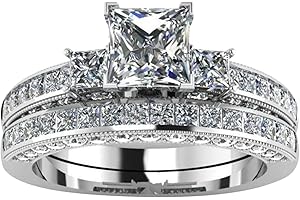 iLH Clearance Deals Rings,Sterling Silver Ring Womens Diamond Engagement Wedding Band Rings Cubic Zirconia Jewelry Gift
