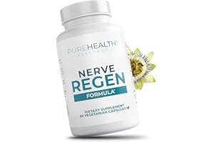 PUREHEALTH RESEARCH Nerve Regen Formula - Nerve Support Supplement for Feet & Hands - with Alpha Lipoic Acid ALA, Benfotiamine, Acetyl L-Carnitine, Riboflavin, Vitamin B6, B12, D & More - 60 Capsules