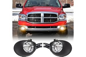 WEZEMLIGHT Fog Light Assembly Replacement For 2002-2008 Ram 1500, 2003-2009 Ram 2500, 2003-2010 Ram 3500 Pickup Truck, 2005-2006 Durango Included Switch Black Bezels And Wiring Kit