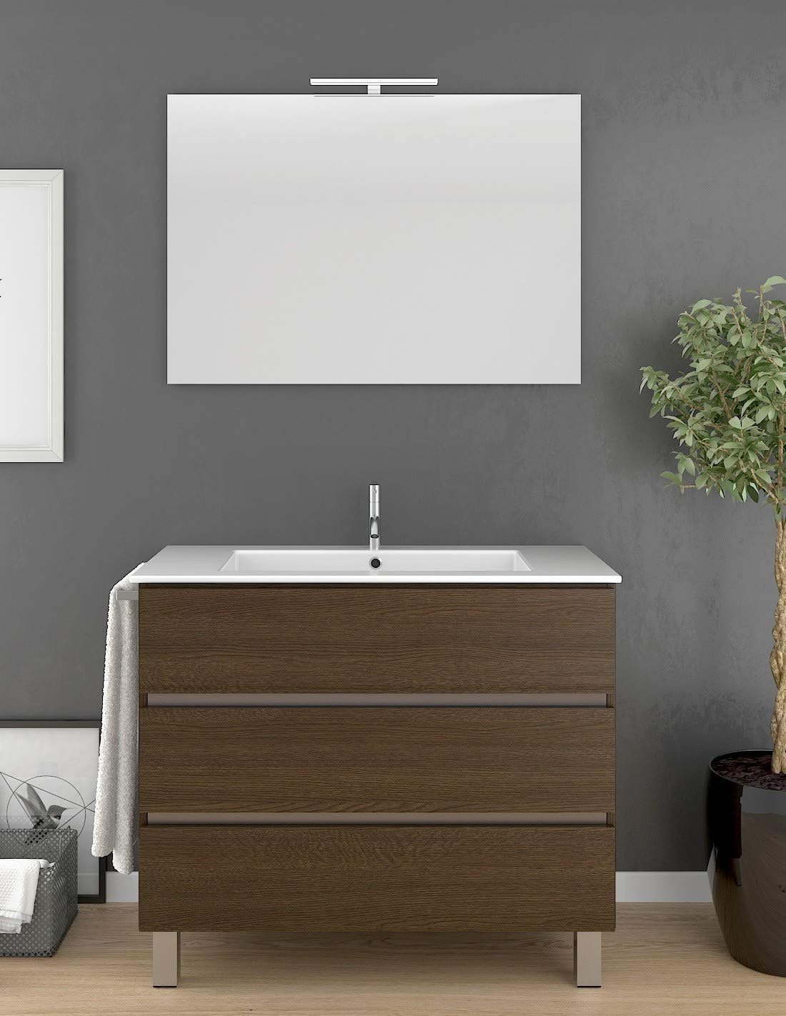 DUCHA.ES Mueble para BAÑO ARAE con Lavabo, Espejo, Y TOALLERO ...