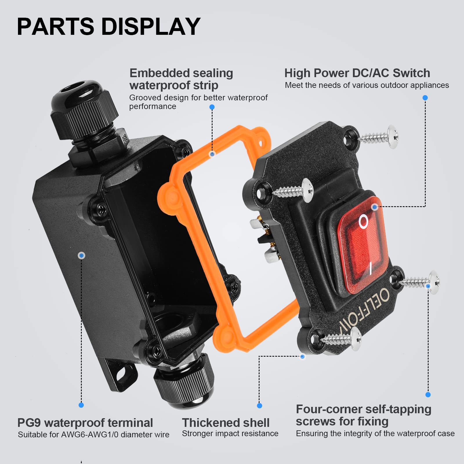 Mua Waterproof On Off Toggle Switch Double Outlet with Red Light Rocker ...
