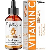 Pots&Potions Vitamin C Serum for Face with Niacinamide & Hyaluronic Acid, Hydrating & Brightening Facial Serum with Aloe Vera, Natural Fragrance, 30ml – Glass Dropper Bottle