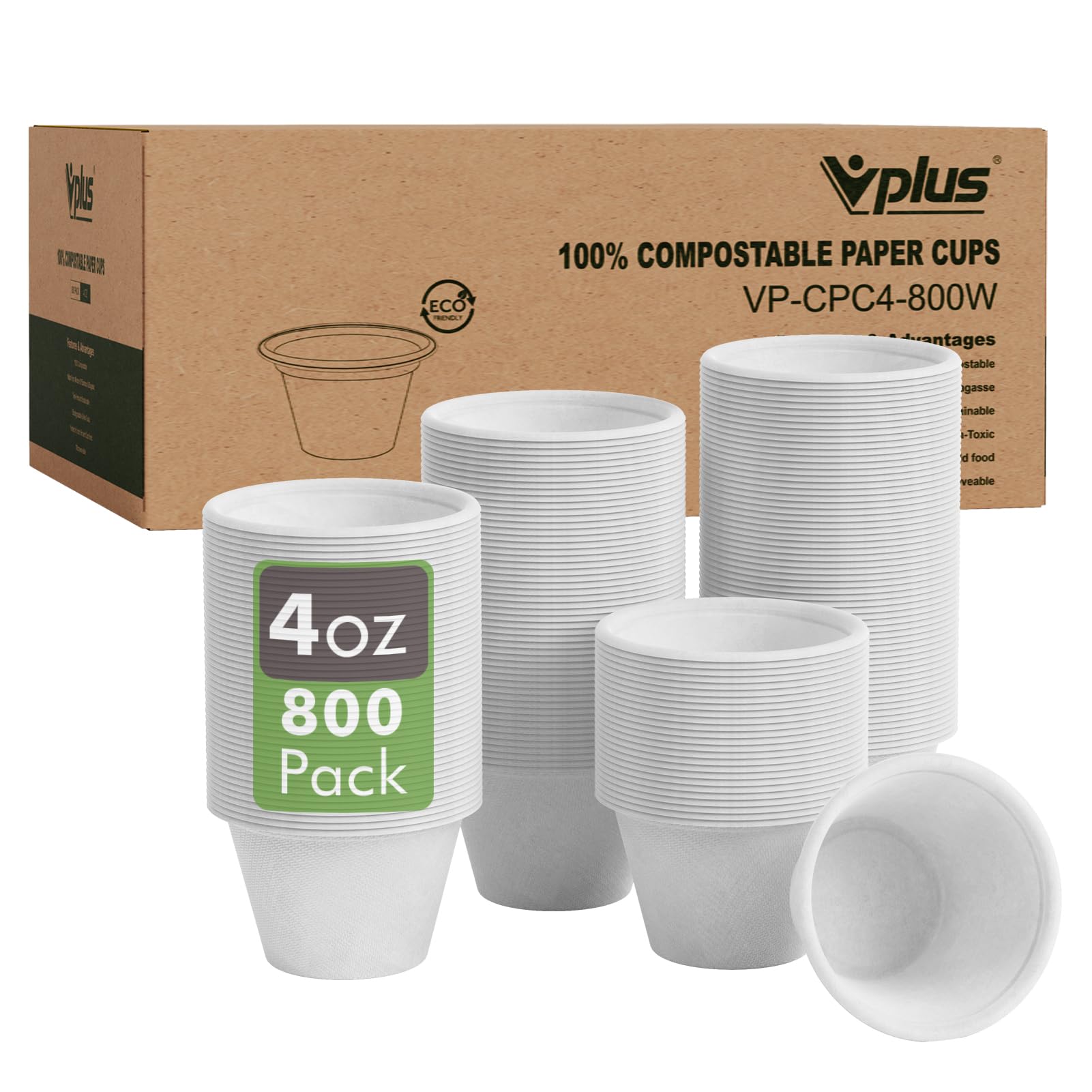 Photo 1 of ***(MISSING PARTS/ NOT A COMPLETE3 SET)***Vplus 800 Pack 4 OZ Disposable Souffle Cups, 100% Compostable Portion Cups, Made From Bagasse Fibe and Bamboo, Perfect For Dips, Food Sample, Jams, Honey, Sauces, Nuts