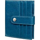 JEEBURYEE Women's Slim Leather RFID Blocking Bifold Wallet with Zipper Coin Pocket - Minimalist Small Credit Card Holder (Peacock Blue)